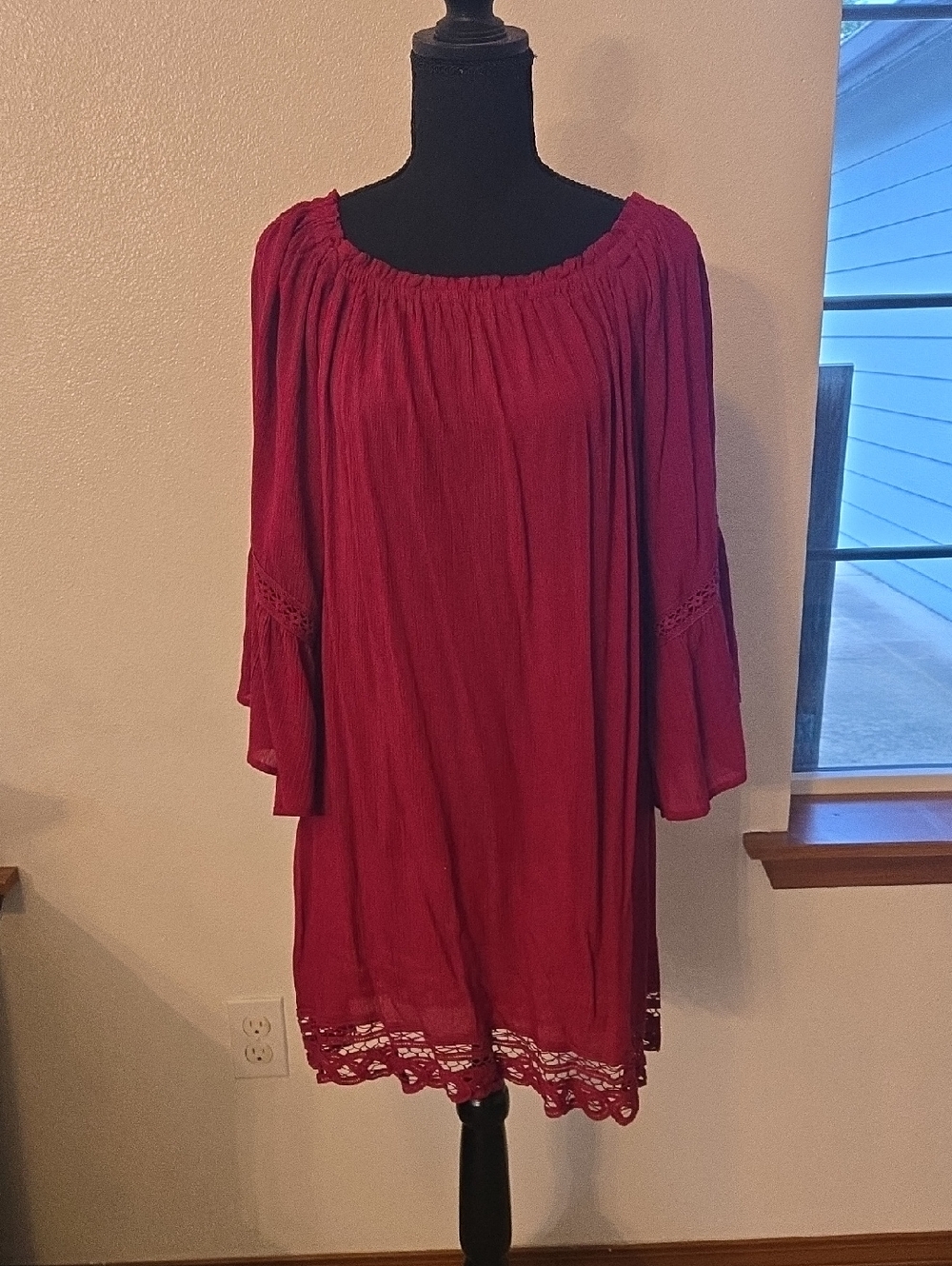Flying Tomato Burgundy Textured Scoop-Neck Top